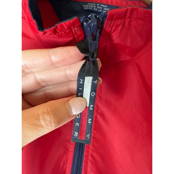 Tommy‎ Hilfiger Windbreaker Boys XL Red Quarter Zip Lightweight Outdoor Preppy - Picture 9 of 13